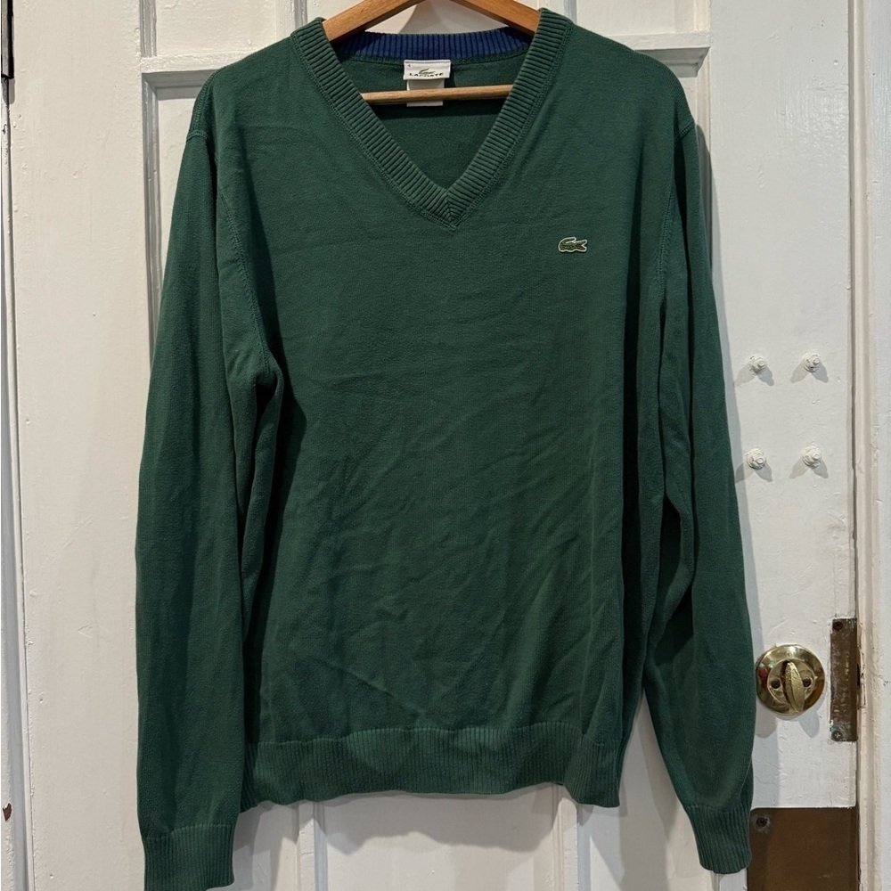 Lacoste Men's Forest Green V-Neck Sweater